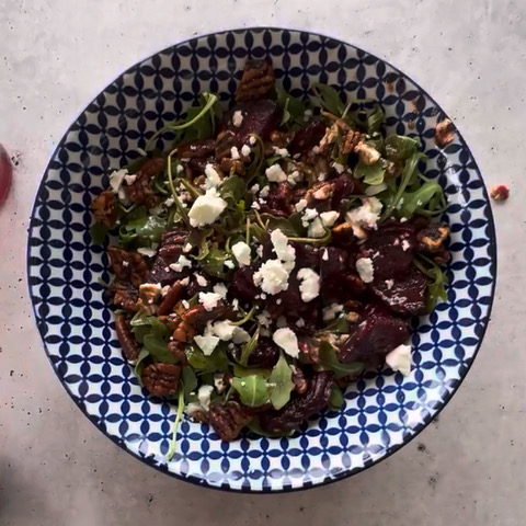 Beet and Arugula Salad with Spiced Nuts Recipe